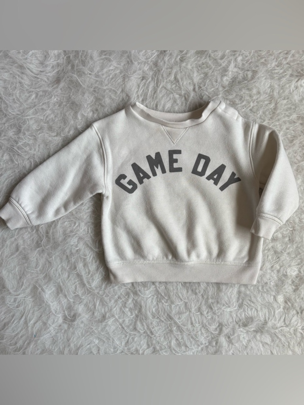 Little Co. Toddler Festive, Minimalist 'Game Day' Cozy Cream Sweatshirt